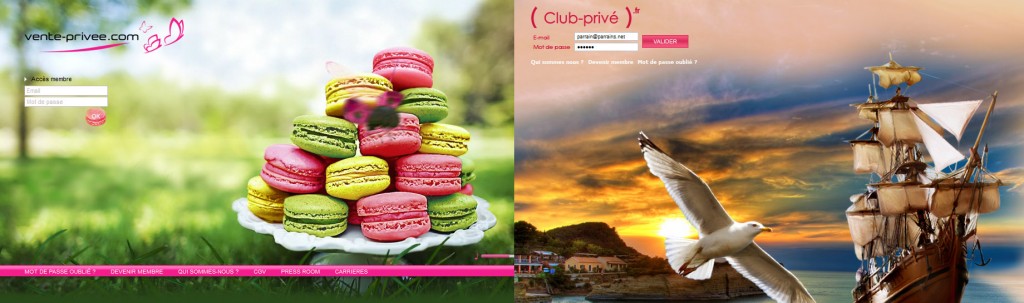 Comparaison Vente-Privee.com / Club-Prive.fr : Page d'accueil